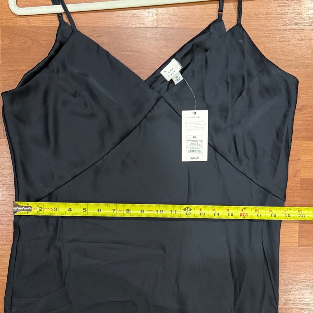 a new day Black Satin Slip Midi Dress with Spaghetti Straps - Picture 7 of 10